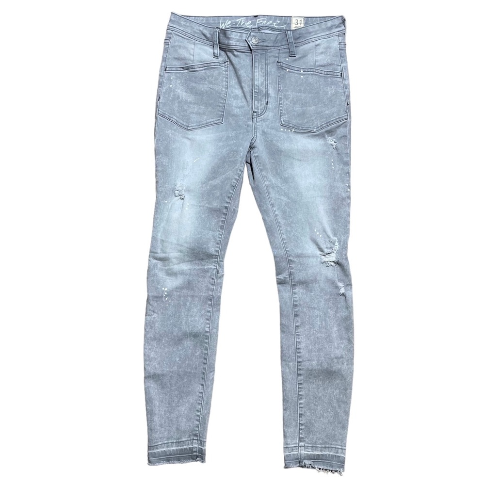 Free People Ivy Distressed Skinny Jeans In Gray Sz 31